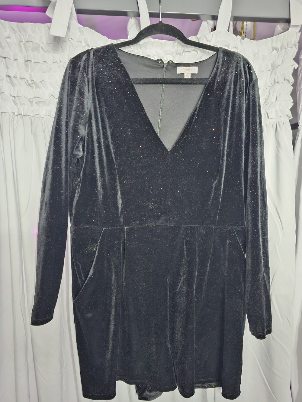 Candies XXL Black Glitter Romper with Pockets